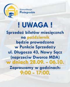 INFORMACJA NA TEMAT SPRZEDAŻY NA MIESIĄC PAŹDZIERNIK